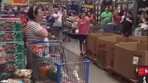 CHILLS: Walmart Patrons Break Out in Song Singing US National Anthem