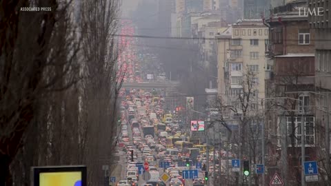 Residents fleeing Ukraine after the Russian invasion