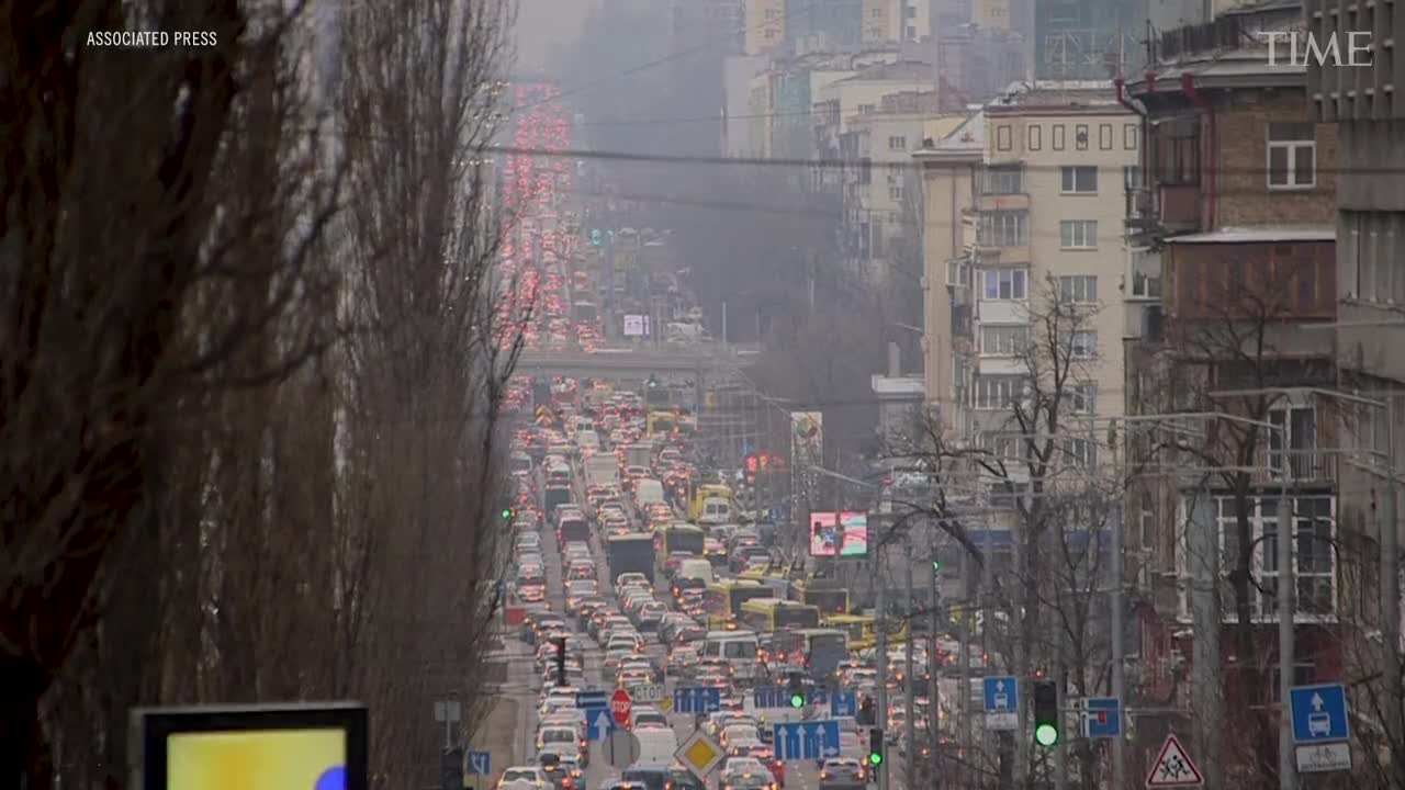 Residents fleeing Ukraine after the Russian invasion