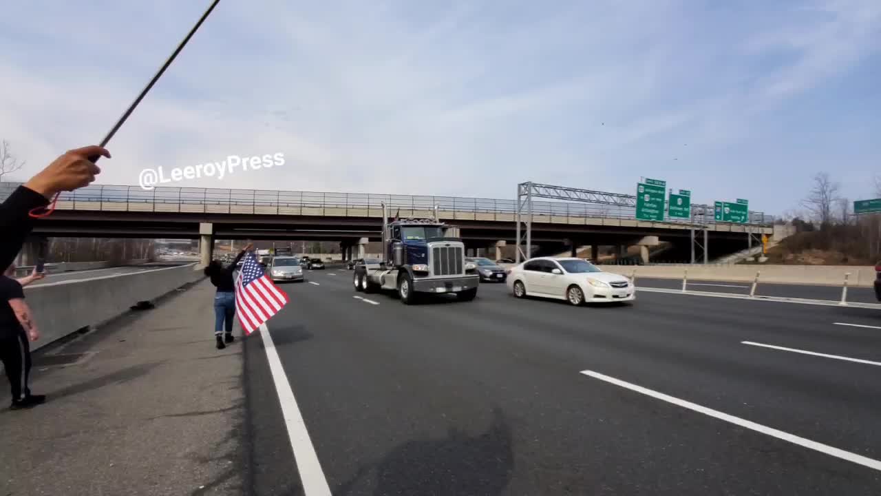 Trucks Honk for Freedom as the People's Convoy Loops Around the Washington, D.C. Beltway