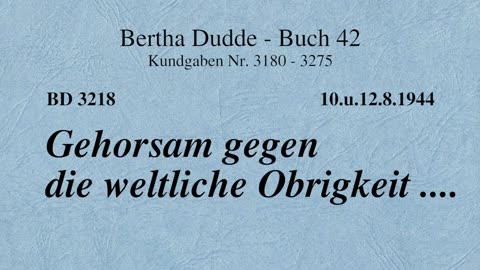 BD 3218 - GEHORSAM GEGEN DIE WELTLICHE OBRIGKEIT ....