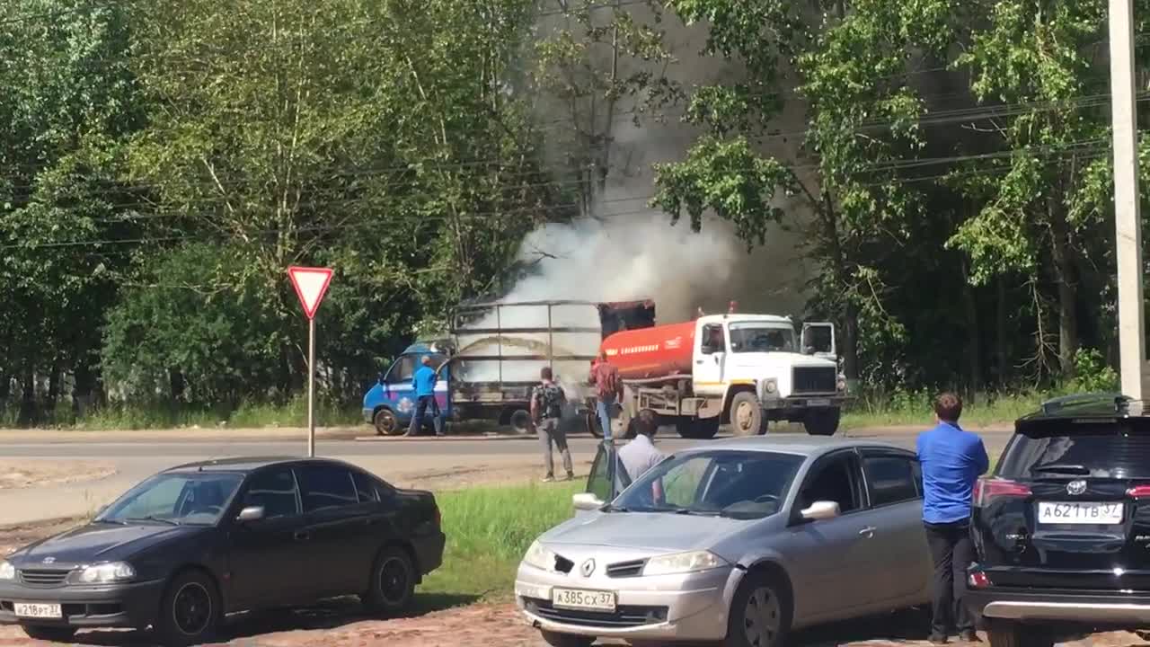 Burning Truck Extinguished with Contents of Sewage Machine