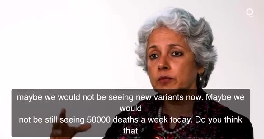 WHO’s Chief Scientist, Dr. Soumya Swaminathan, is blaming the West for COVID variants.