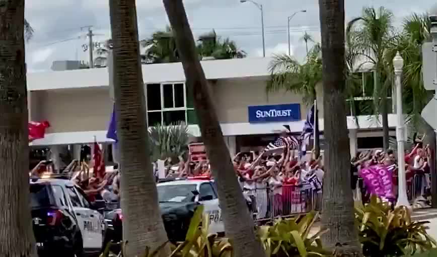 People Line the streets to see Trump