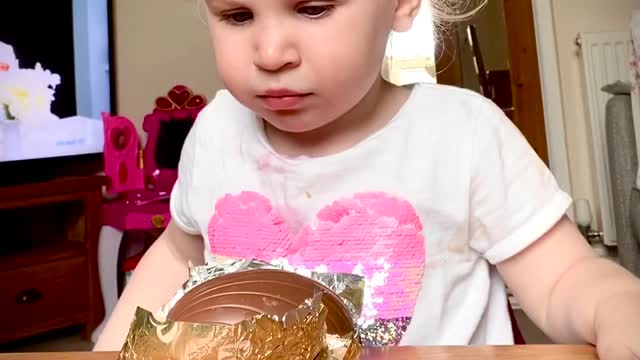 Little Girl Adorably Waits For Chocolate Easter Egg