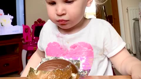 Little Girl Adorably Waits For Chocolate Easter Egg