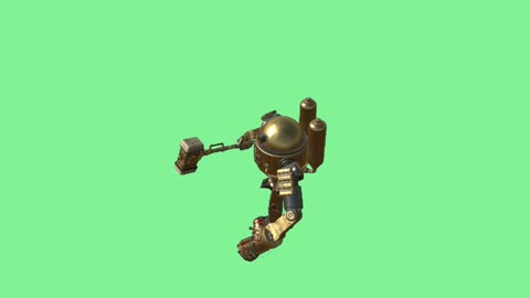 ROBOT DESTROYER video Green Screen footage. CHROMAKEY ANIMATION.