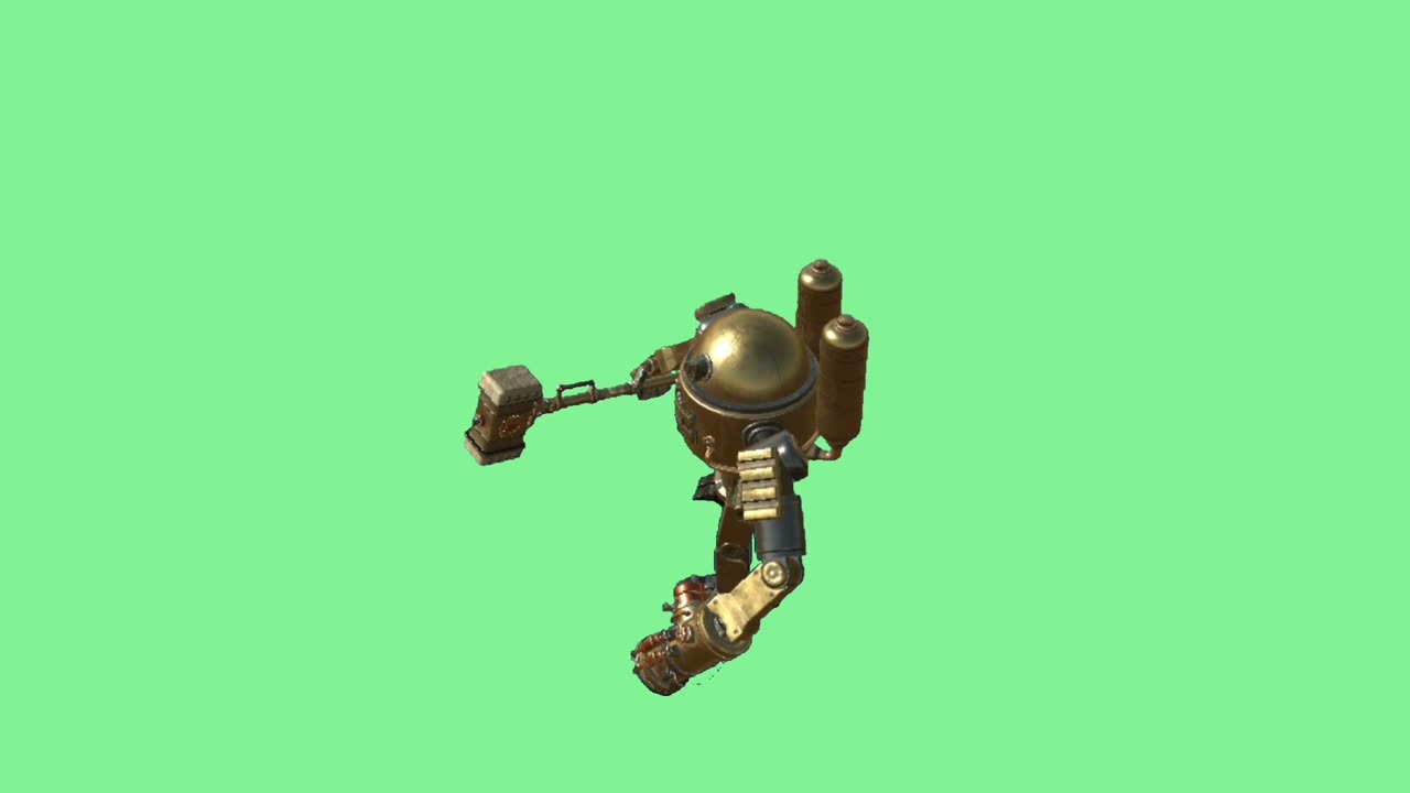 ROBOT DESTROYER video Green Screen footage. CHROMAKEY ANIMATION.