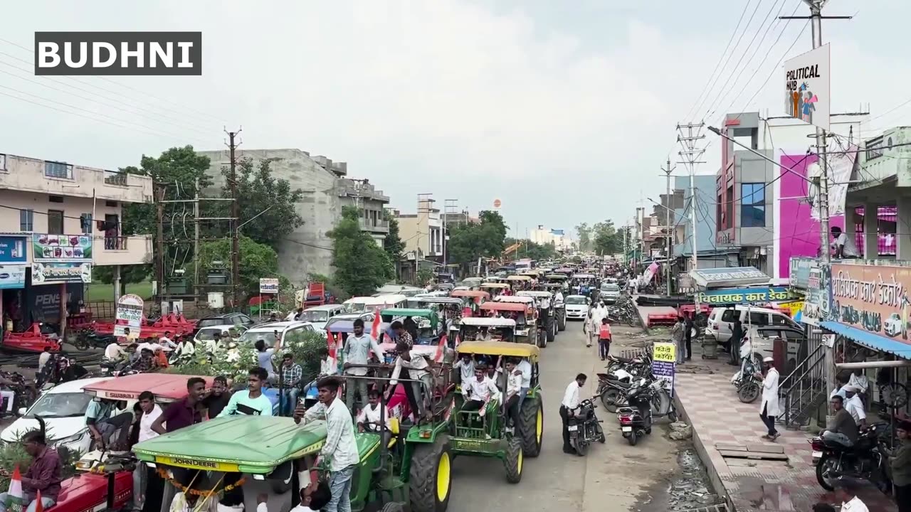 Thousands of Tractors Join PCC Chief jitu Patwari in Sehore, Madhya Pradesh in India
