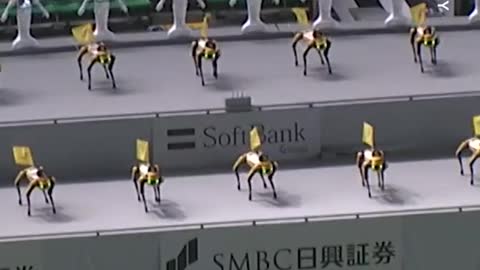 Japanese baseball team Fukuoka Soft Bank Hawks Robot fans