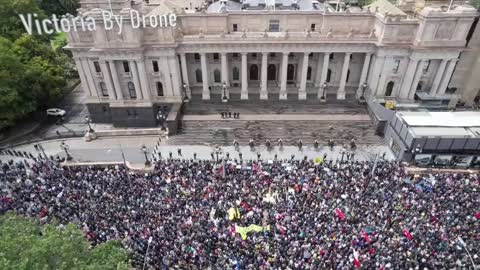 Drone footage of the Melbourne protest against covid tyranny
