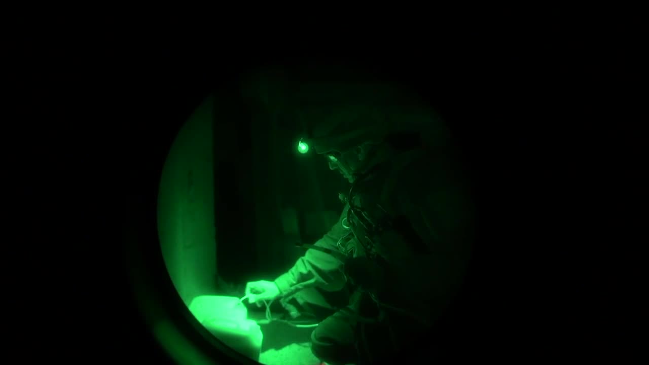 Attached is night-vision footage of the division's engineering operations: