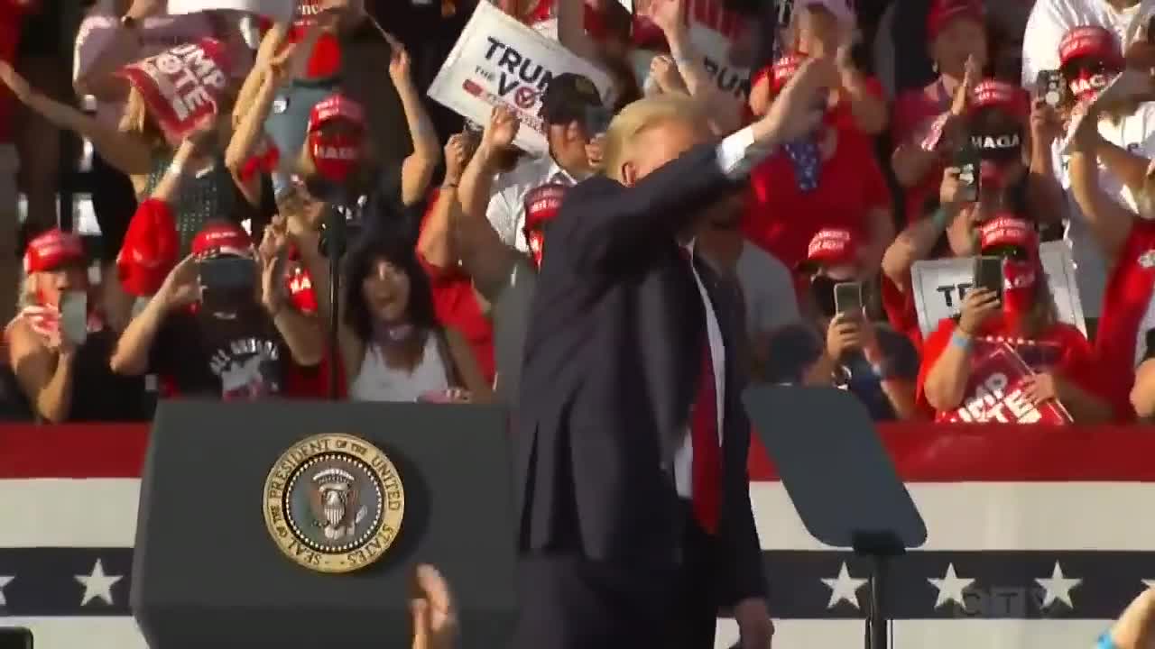 Trump ends his rally by dancing to YMCA