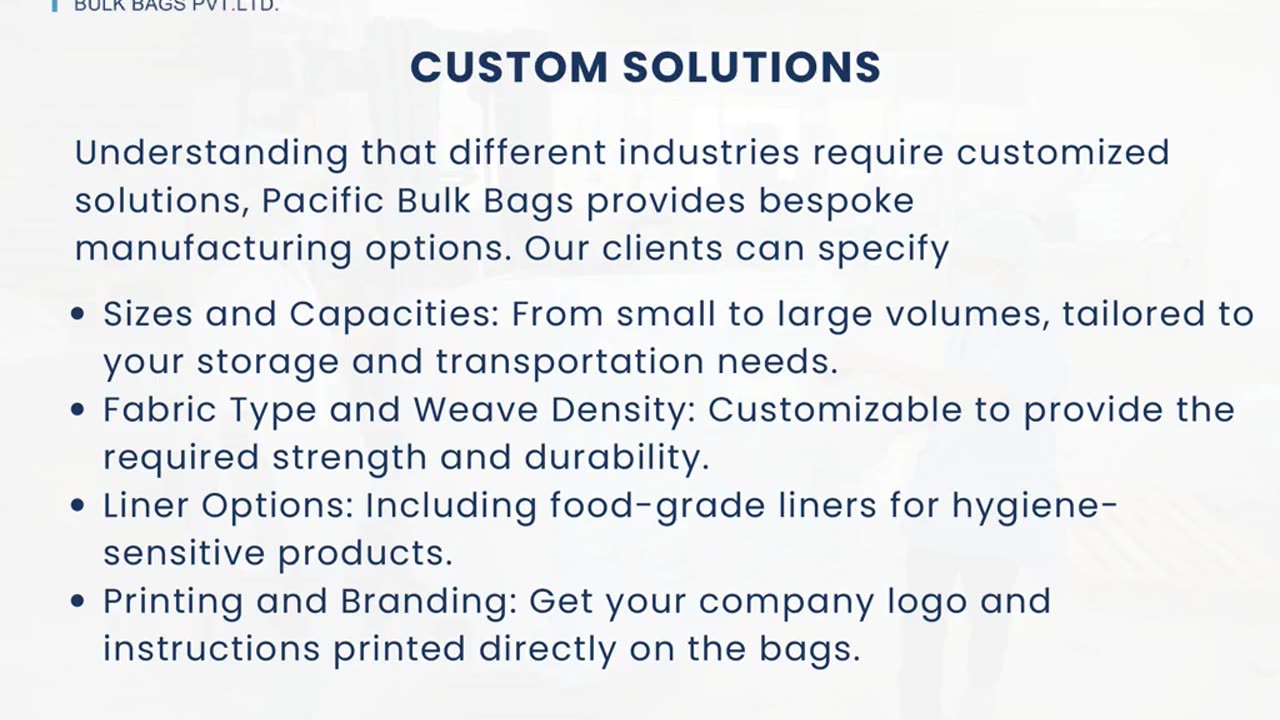 WELCOME TO PACIFIC BULK BAGS PREMIER FIBC BAG MANUFACTURER IN AUSTRALIA