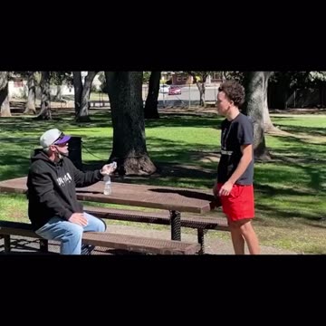 Easily convincing a sheep with a mask on alone in the fresh air to, inhale poop spray.