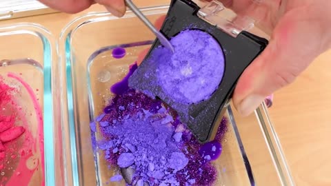 Pink vs Purple vs Teal - Mixing Makeup Eyeshadow Into Slime ASMR 307 Satisfying