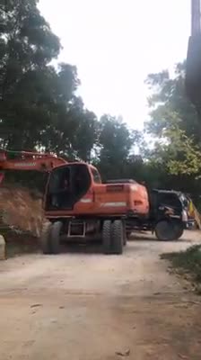 the excavator is working