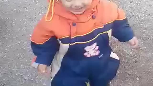 little kid just learned to walk