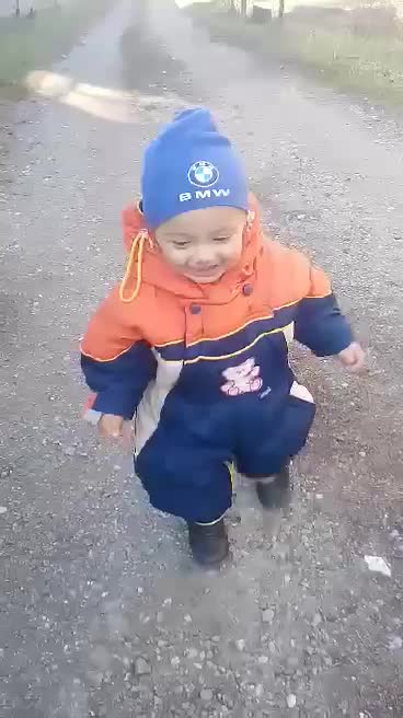 little kid just learned to walk