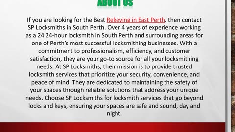 Rekeying in East Perth