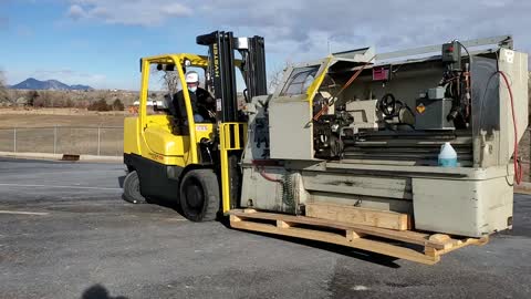 Loading the Lathe on my trailer 1