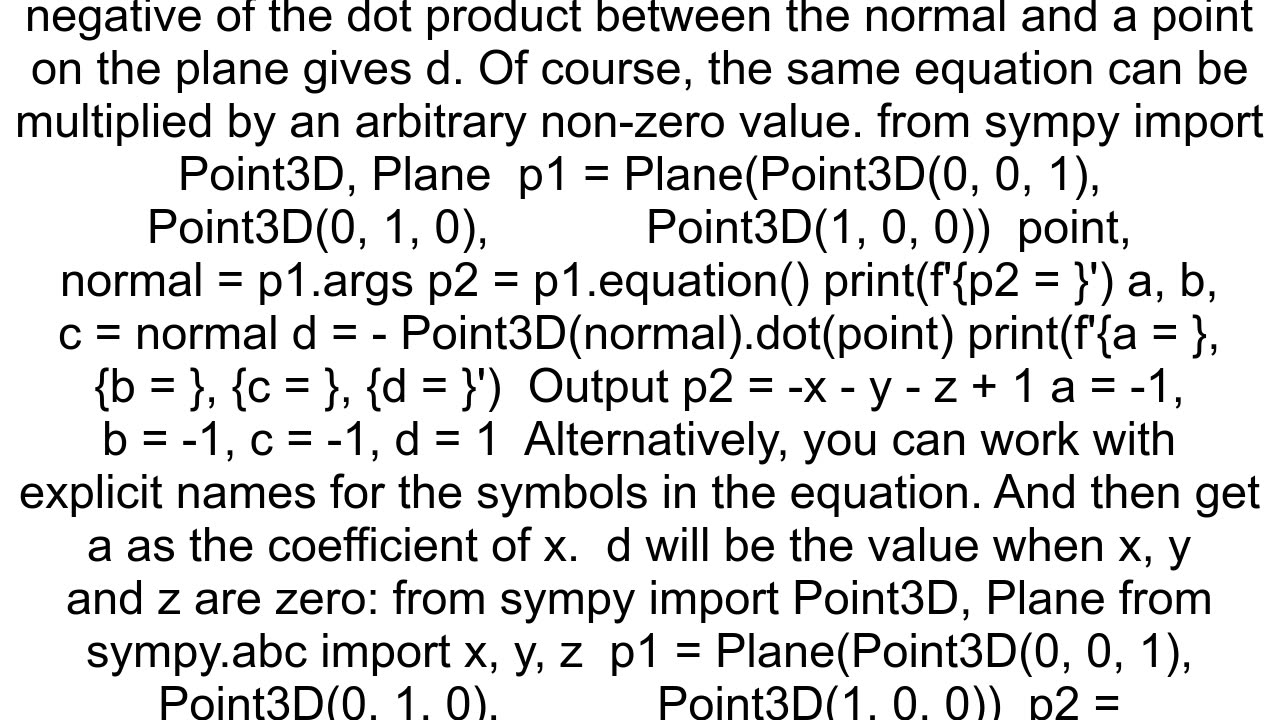 How to derive the coefficients of the sympy equation