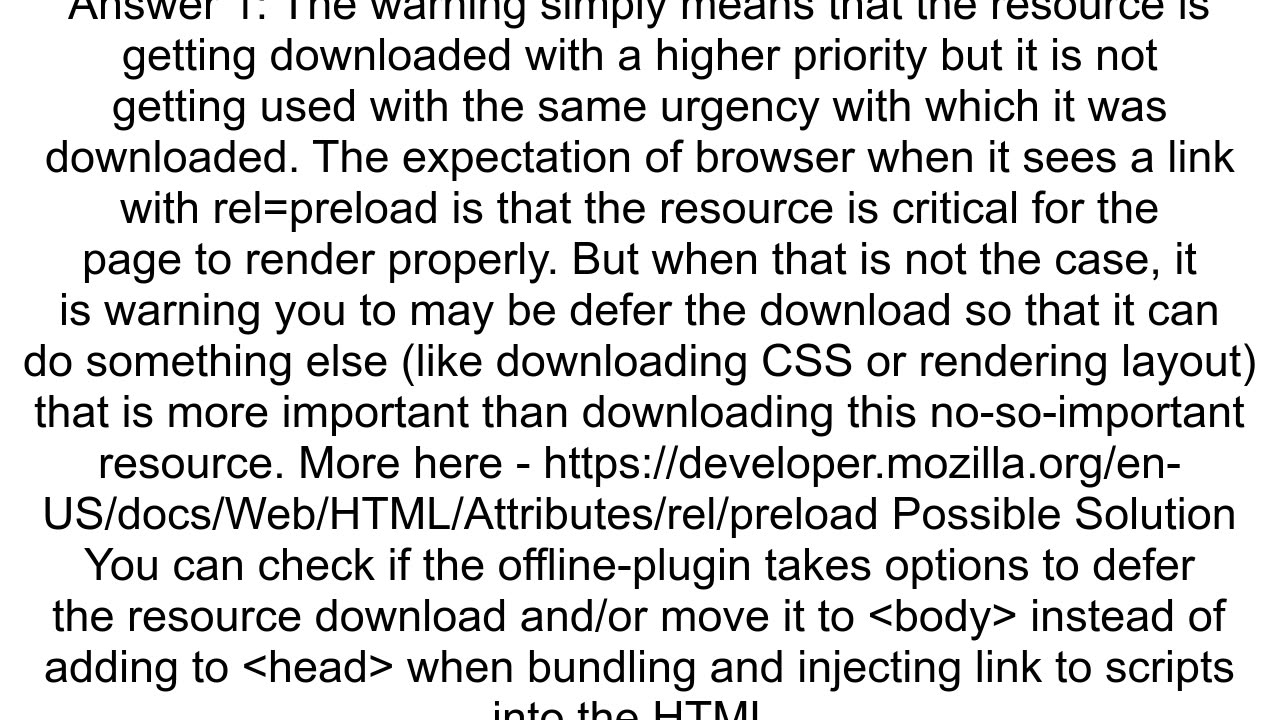 How to fix the console warning quotThe resource was preloaded using link preload but not used with