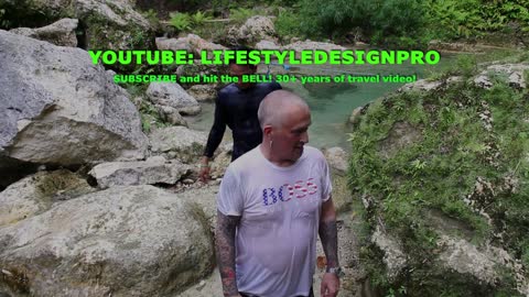 Kalle is having a blast doing cliff jumps at Kabusongan falls on Cebu Island Philippines