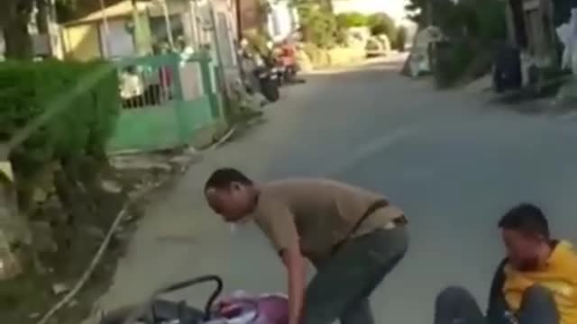 Drunk man trying to go for a ride
