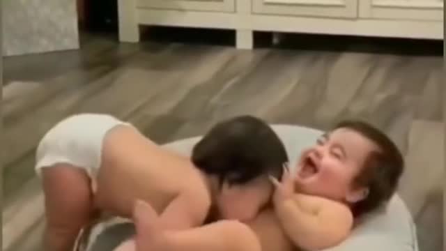 funny baby laughing..