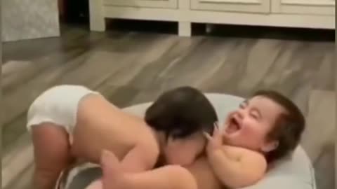 funny baby laughing..