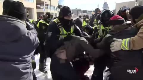 Crazy scenes today in Ottawa as police turn on the people.