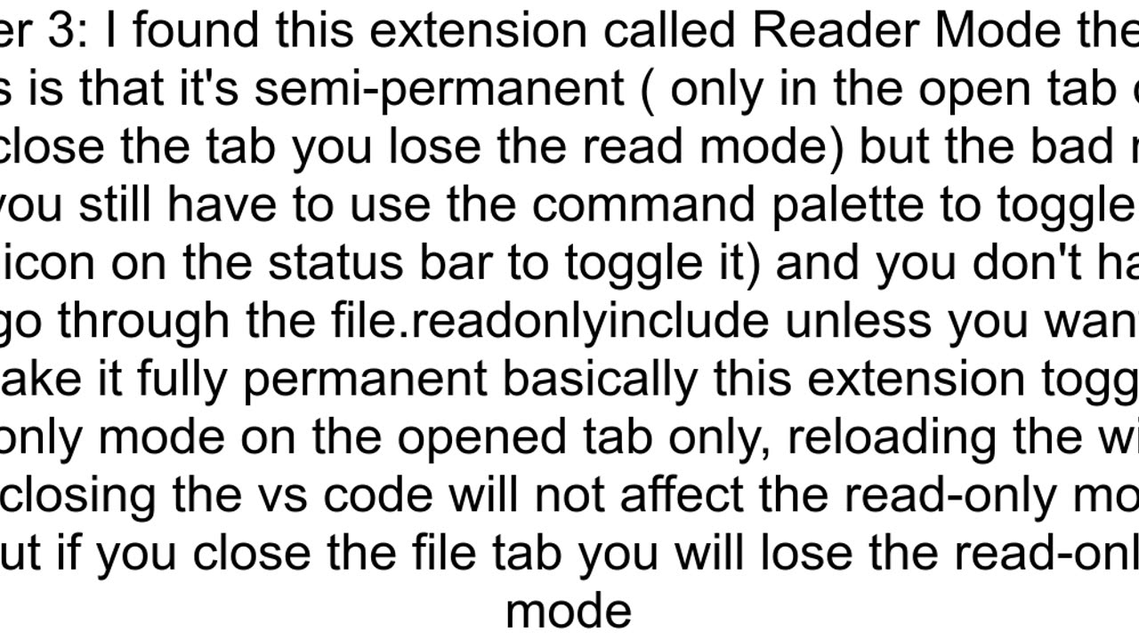 Open certain files in a workspace as readonly in VS Code