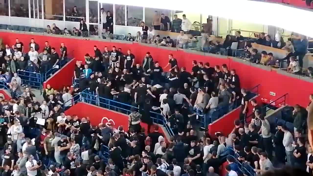 Partizan Belgrade Thugs Fight Each Other In Stands