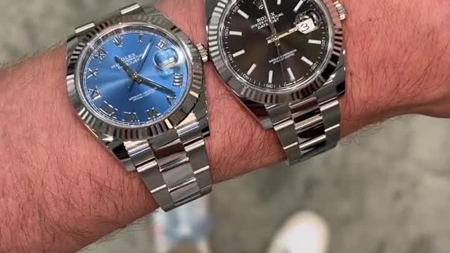 Rolex blue plate Roman numerals and black plate bar engraved watches