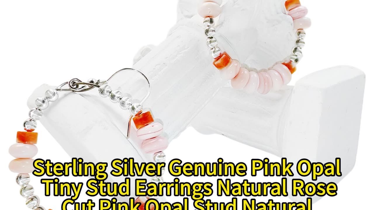 GN-20241220-02 Sterling Silver Genuine Pink Opal Tiny Stud Earrings Natural Rose Cut Pink Opal