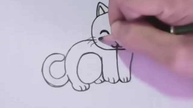 🔴 Very Easy! How to turn Words Cat Into a Cartoon Cat. (Wordtoons) learning step by step for child