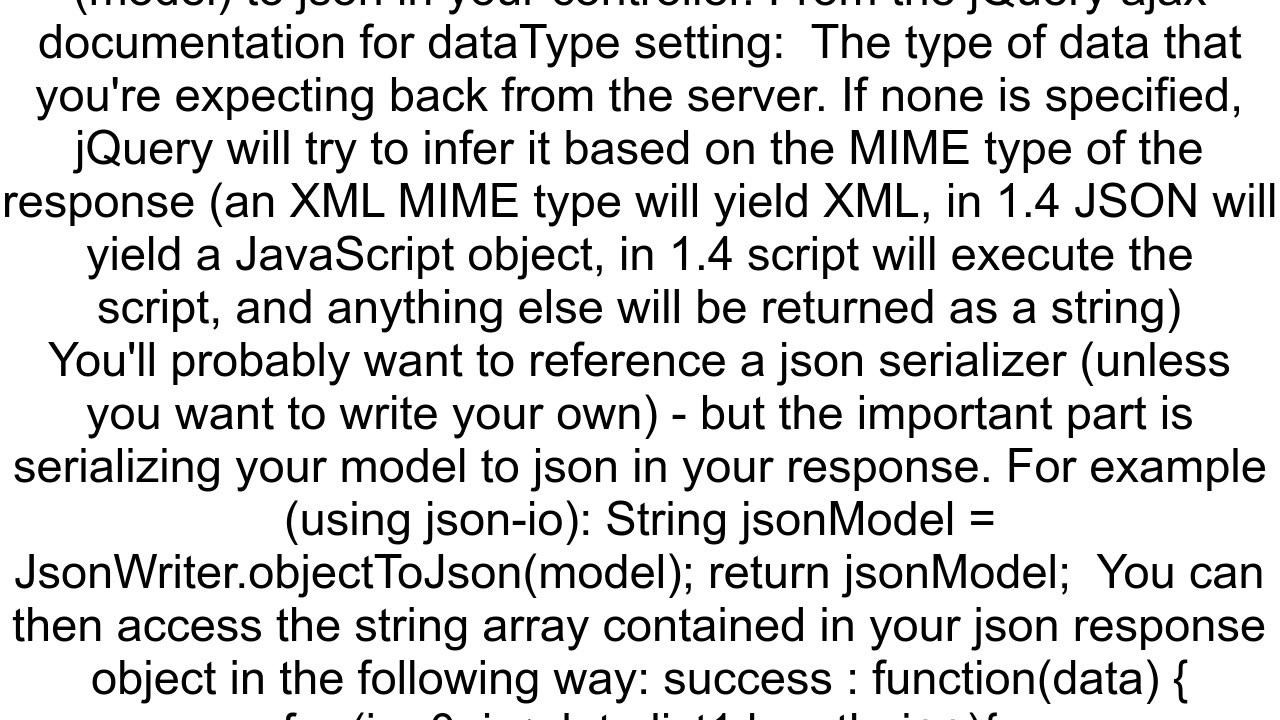 Returning model object from Controller to Ajax jquery not working in Spring mvc