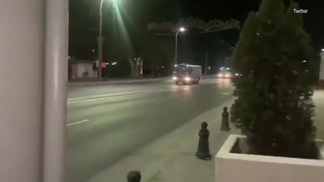Russian caravan with dead soldiers