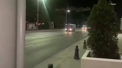 Russian caravan with dead soldiers