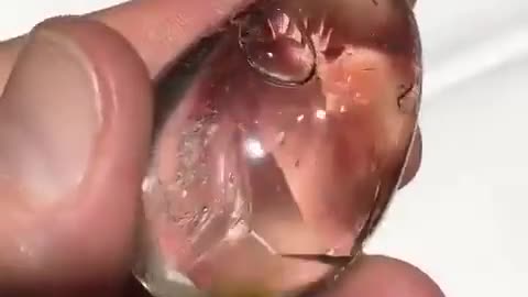 10,000-year-old water trapped inside a polished quartz crystal