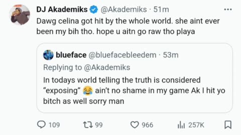 DJ Akademiks goes back and forth with Blueface on X (Twitter)