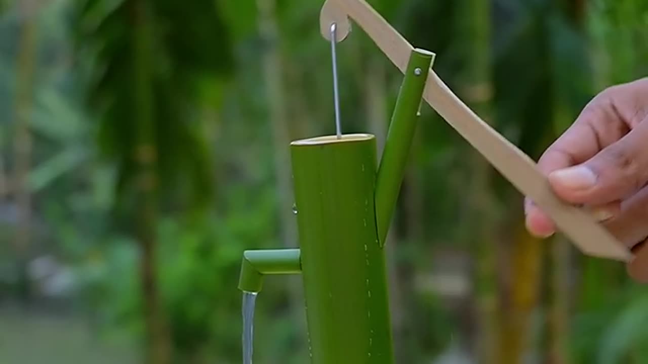 Bamboo creations with mini water pump