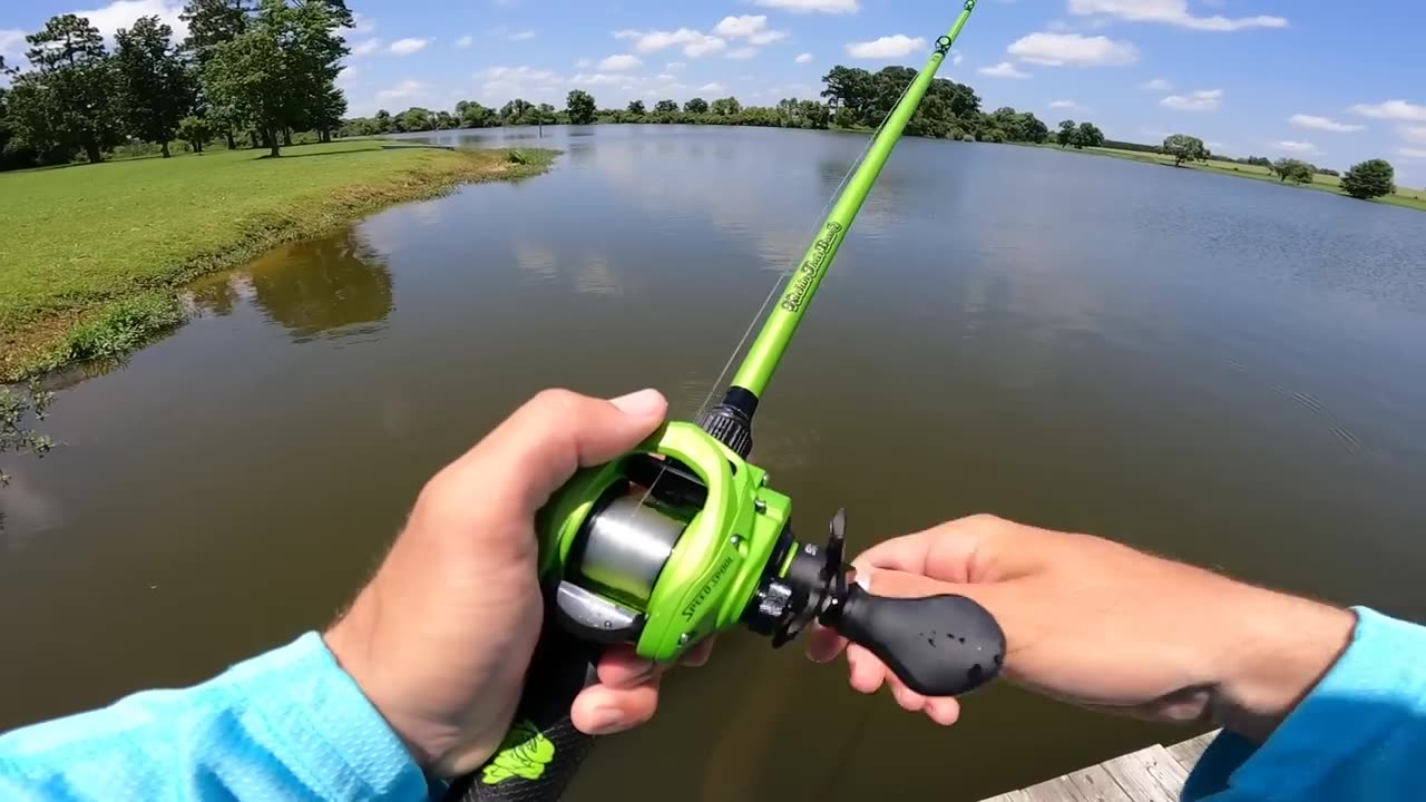 Fishing giant swim bait in pond for MONSTERS