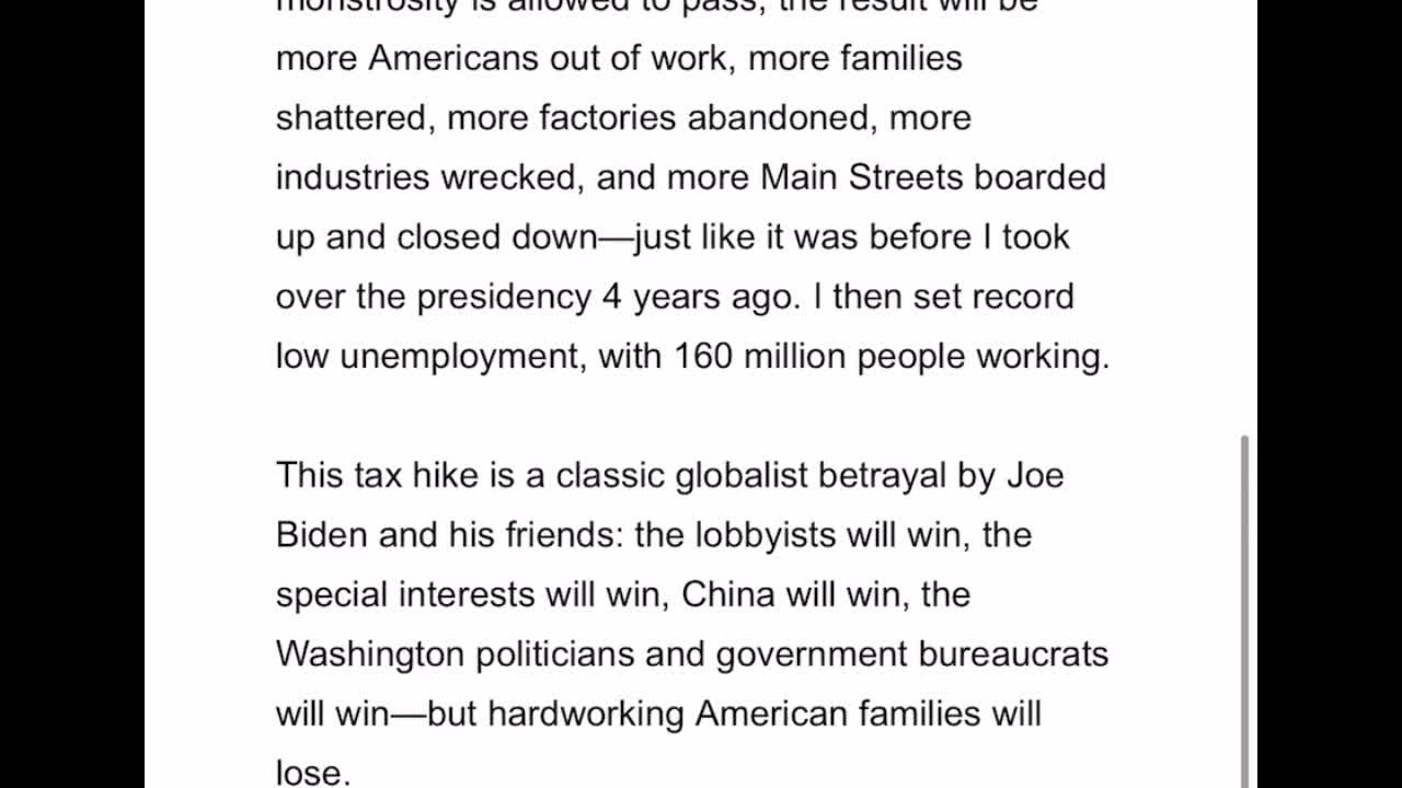 Biden Taxes = China Wins = America LAST! Goodbye JOBS!