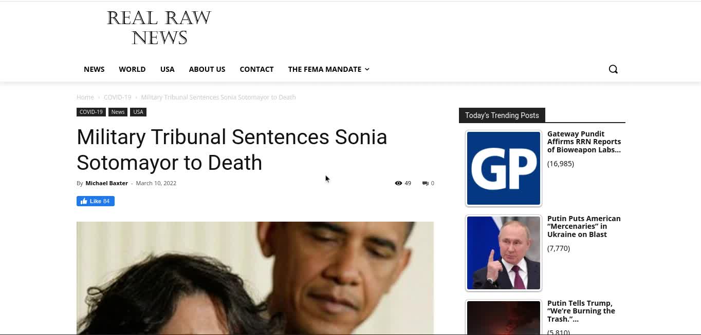 Military Sentences SCJ Sotomayer To Death