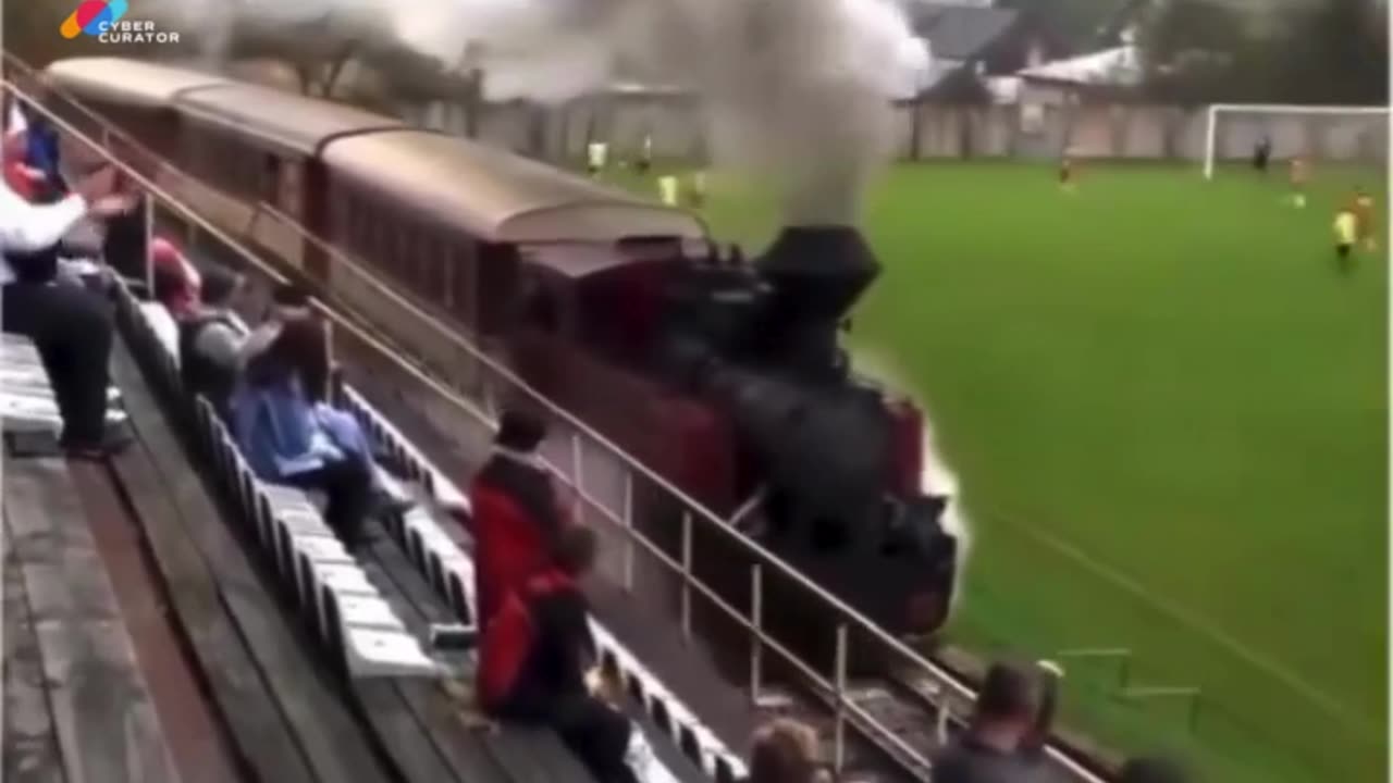 Watch: The Only Football Stadium with a Train Track Behind the Stands! 🚂⚽