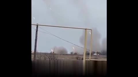 Russian BM-21 Grad MLRS systems in action