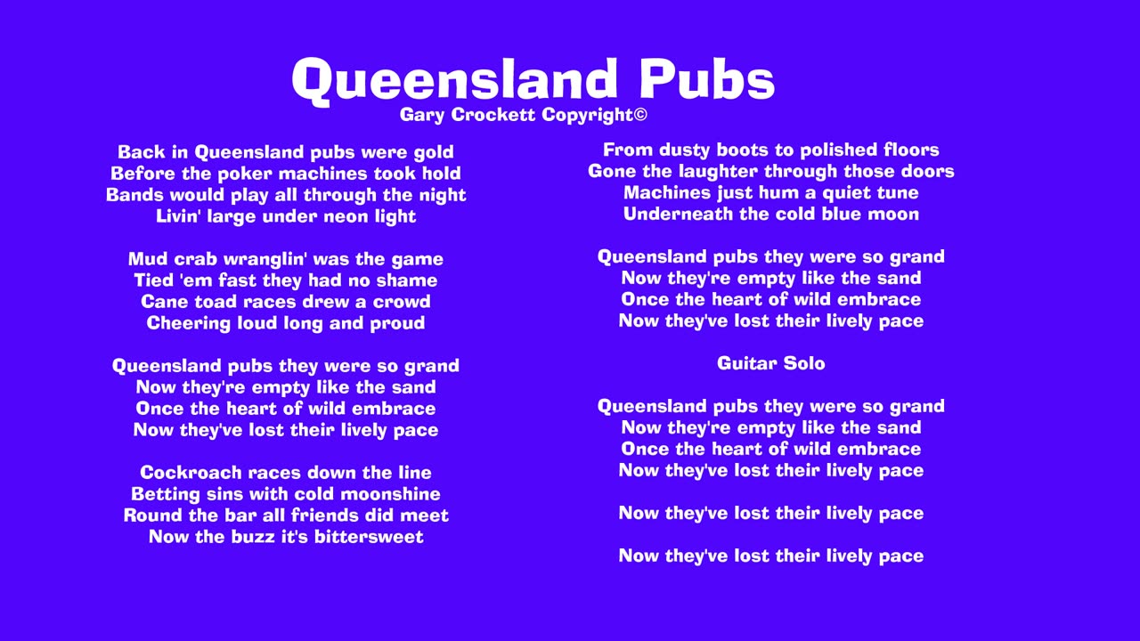 Queensland Pubs Song