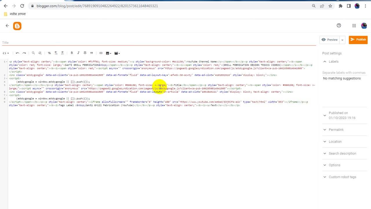 How To Blog Post Template Settings For YouTube Video Embed Post Share To Blogspot Website